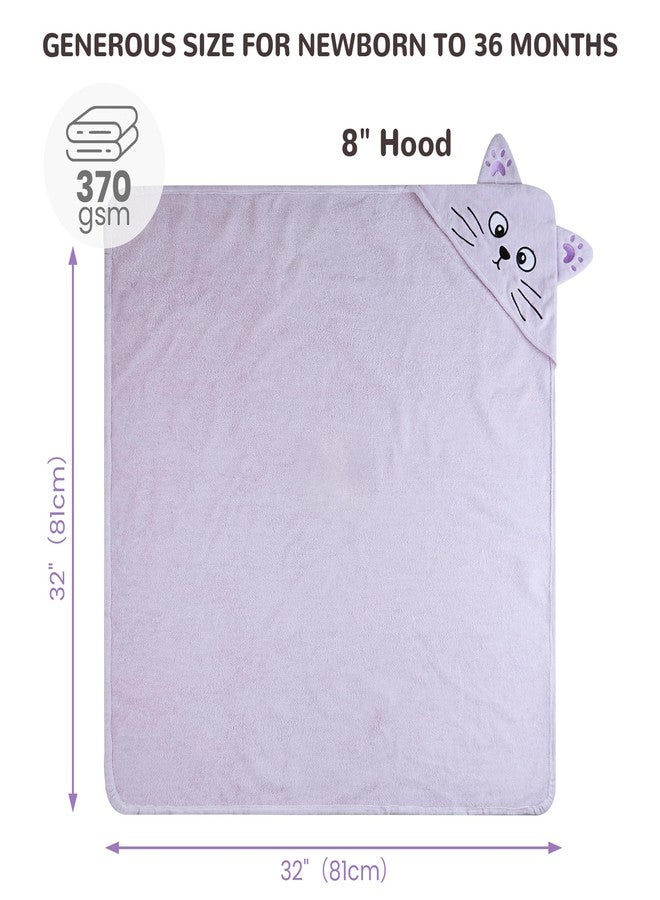 فيفي لاند مناشف أطفال بغطاء رأس من فيفيلاند، عبوة من قطعتين، مناشف استحمام ناعمة للأطفال مصنوعة من القطن بنسبة 100% مع غطاء رأس، سميكة للغاية وذات قدرة امتصاص عالية، ضرورية للأطفال حديثي الولادة والأطفال والرضع - بنين وبنات (ديناصور وقطة) - Image 2